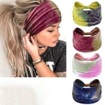 Bredda Hårband för Kvinnor Elastiskt Huvudscarf Tie Dye Hårband Twist Yoga Turban Huvudband