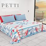 PETTI Artigiani Italiani - Couette Printemps Été Couvre-lit Double Marine Design 01 100% Microfibre Hypoallergénique 100% Fabriqué en Italie