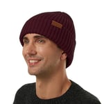 ineepor Bonnet Hiver Homme Femme Laine Mérinos Beanie Hat Tricoté Chapeau Unisexe Doublé Polaire Court Chaud Doux Confortable