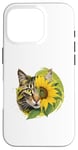 Coque pour iPhone 16 Pro Chat mignon jaune assis parfum tournesol papillon