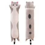 Katt Mjuk Kudde Plysch Lång Sömn Kudde Bomull Kattunge Kudde Gosiga Fyllda Söt Plysch Doll Toy Present Gray 90cm