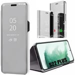 Helkroppsfodral för Samsung S22 Plus 360 Skydd Clear View Smart Fodral - Silver Silver