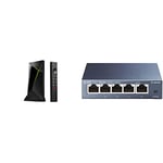 Nvidia Shield TV Pro & TP-Link SG105 Switch Ethernet Gigabit 5 Ports RJ45 Metallique 10/100/1000 Mbps, IGMP Snooping, Switch RJ45 idéal pour étendre Le réseau câblé pour Les Bureaux à Domicile