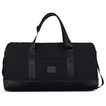 Weekender pour Homme & Femme Noir JOHNNY URBAN Paul Sac de Voyage Fabriqué à Partir de Toile Robuste & Simili Cuir Sac de Sport Haute Qualité avec Bandoulières Réglables et Amovibles