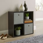 Storage Cube 4 Shelf Bookcase Wooden Display Unit Organiser Black Furniture