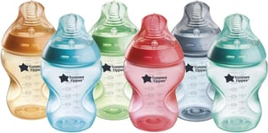 6x Tommee Tippee Fiesta Closer to Nature Baby Bottles Slow Flow 260ml Anti-Coli