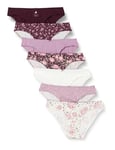 Women'secret Women's Pack 7 Cotton Panties Garnet Flowers Lingerie, Burgundy, L