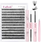 Fadlash Individual Eyelashes Cluster Lashes Kit 0.07 D Curl 12-18mm 50D Diy Lash Extension Kit Fluffy Cluster Lashes With Lash Bond And Seal,Tweezers Light Fluffy Diy At Home