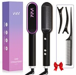 VKK Hair Straightener Brush, Hair Straightener Comb with 25s Fast Heating Ceramic PTC, 5 Temp Settings & Anti-Scald, Straightening Brush for Women, Professional Hair Tools for Styling