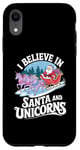 iPhone XR I believe in Santa and unicorns funny Santa xmas pajamas Case