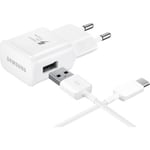 Chargeur Samsung Rapide EP-TA20EWE + Cable USB ECB-DU4AWE pour Tablette Samsung Galaxy TAB Pro 8.4 Couleur Blanc