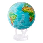 MOVA Globe Carte du Monde en relief bleu 4,5" avec Base, Globe Rotatif à énergie Solaire, Cadeau Unique et Décoration de Maison ou de Bureau pour Hommes, Femmes, Enfants