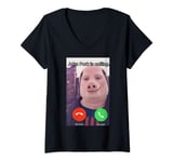 Womens John Pork Is Calling Funny Answer Call Phone V-Neck T-Shirt