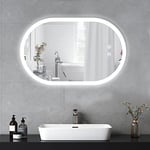 YOLEO Miroir Salle de Bain avec eclairage, Miroir LED, Miroir LED Salle de Bain avec 3 Couleurs de lumière, Anti-Buée, Économie d'Énergie, 50x70cm