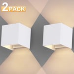 Randaco - Applique murale led IP65 Angle réglable Intérieur Lampe de couloir Applique extérieure 7W Blanc Blanc chaud 2 pièces