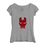 T-Shirt Femme Col Echancré Iron Man Masque Super Héros Bd Film Geek