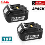 2X For Makita 18V battery BL1830 BL1860 LXT 6.0Ah Lithium BL1850 BL1840 BL1890