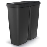 Double poubelle cuisine 2x25 litres corbeille bureau salle de bain trier déchets couvercle Noir - Keden