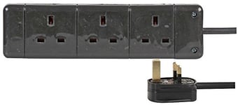 pro elec Extension Lead, 3 Socket, 10 Metres (Black)