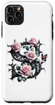 Coque pour iPhone 11 Pro Max Letter S Initial Floral Monogram Rose Pink Flower Butterfly