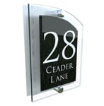 House Number Plaque Glass Effect Acrylic Sign Door Plate Name Wall Display