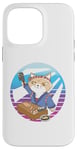 Coque pour iPhone 14 Pro Max Sushi chef bandeau chat tenue bleue comptoir en bois sushimi