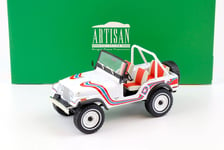 1:18 Greenlight 1973 Jeep CJ-5 SUPER JEEP Blanc/ Rouge/ Bleu