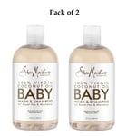 2 X Shea Moisture 100% Virgin Coconut Oil Baby Wash & Shampoo 384ml/13 oz each