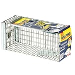 The Big Cheese Ultra Power Rat Trap Cage - Humane Rat Catcher for Rats, Squirrels, Mink – Heavy-Duty Galvanised Mesh, Easy Set-Up with Spring-Loaded Door & Transportation Handle – 36cm x 14cm x 16cm