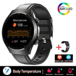 2024 Uusi Laserhoito Kolme High Smart Watch Miesten Ekg Verensokeri Terveys Tracker Älykello Bluetooth Call For Huawei Xiaomi_black leather_Blood glucose