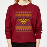 DC Wonder Woman Knit Pull de Noël Femme - Bordeaux - L