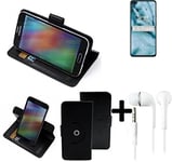 For OnePlus Nord N10 5G protective case + EARPHONES black cover bag wallet flips