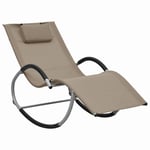 Transat Chaise Longue Bain De Soleil Lit De Jardin Terrasse Meuble D'extérieur Avec Oreiller Taupe Textilène Helloshop26 02_0012561