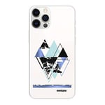 Evetane Coque Compatible avec iPhone 12/12 Pro Souple Silicone Solide Ultra Resistant Fine Protection Housse Etui Transparente Triangles Bleus Motif Tendance