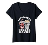 Womens Lets Watch Horror Movies Cute Funny Halloween V-Neck T-Shirt