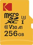 Kodak - Carte Micro SD 256 Go UHS-I U3 V30 A1 microSDHC/XC - Carte Mémoire Micro SD - Vitesse de Lecture 95MB/s Max - Vitesse d'Écriture 85MB/s Max - Stockage Supplémentaire Appareils Multimédias