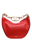 Pre-loved Valentino VLogo Moon Leather Shoulder Bag, Red