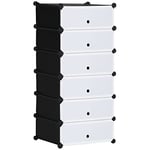 HOMCOM Meuble de Rangement à Chaussures modulable 6 Cubes rectangulaires empilables - Noir et Blanc