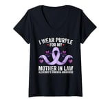 Womens I Wear Purple For My Mother-In-Law Alzheimer's Awareness V-Neck T-Shirt