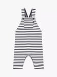 Petit Bateau Baby Striped Salopette Dungarees, Marshmallow/Smoking Blue