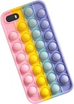 Coque Compatible Avec Iphone Se (2016-2019) 5 5s, Étui En Bubble Silicone Souple Pop Fidget Case (Arc-En-Ciel)