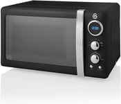 Swan Retro Black Digital Microwave 800W 20L Vintage Design Microwave SM22030LBN