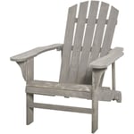 Outsunny - Fauteuil de jardin Adirondack dim. 78L x 89P x 88H cm bois massif sapin gris effet vieilli