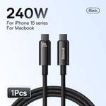 Baseus 240W Fast Charging Cable for iPhone 16 15 Cable for MacBook Fast Charger