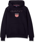 GANT D1. Shield Logo Hoodie Sweat-Shirt de Sport à Capuche, Bleu (Evening Blue 433), 170 Garçon