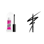 NYX Professional Makeup Glue Fixatrice à Sourcils The Brow Glue, Look Soyeux, Transparent & Eyeliner Feutre Epic Ink Liner, Waterproof, Black