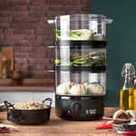 Russell Hobbs 3 Tier 7L Matt Black Food Steamer