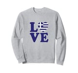 I Love Greece, Greek People/Tourist, Heart-Shaped Greek Flag Sweatshirt