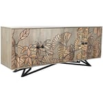 Buffet Meuble de rangement en bois de manguier et métal coloris gris - Longueur 177 x Hauteur 74 x Profondeur 45 cm Pegane