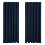 Deconovo Super Soft Thermal Insulated Eyelet Blackout Curtains Bedroom 90 x 108 Inch Navy Blue 2 Panels